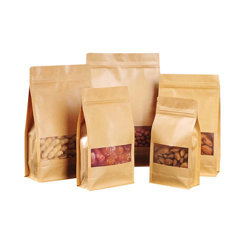 Sealed stand up kraft paper bag for food storage